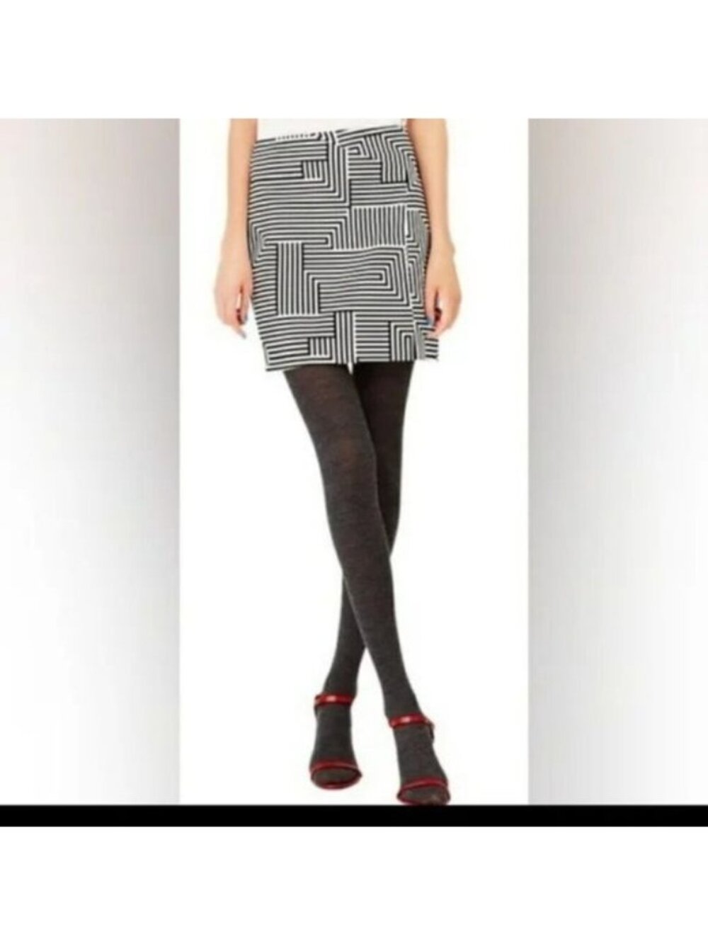 Kate Spade Saturday Black & White Geometric Mini Skirt Size 0